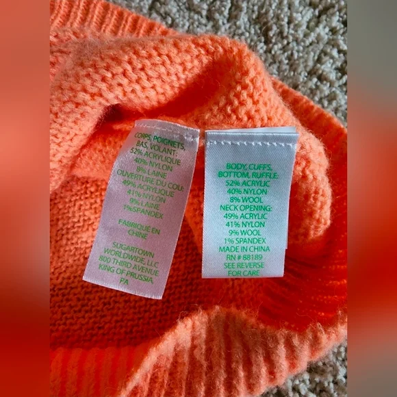 Beautiful Lilly Pulitzer Womens XS Orange Ruffle Knit Marceline Sweater - Picture 6 of 8